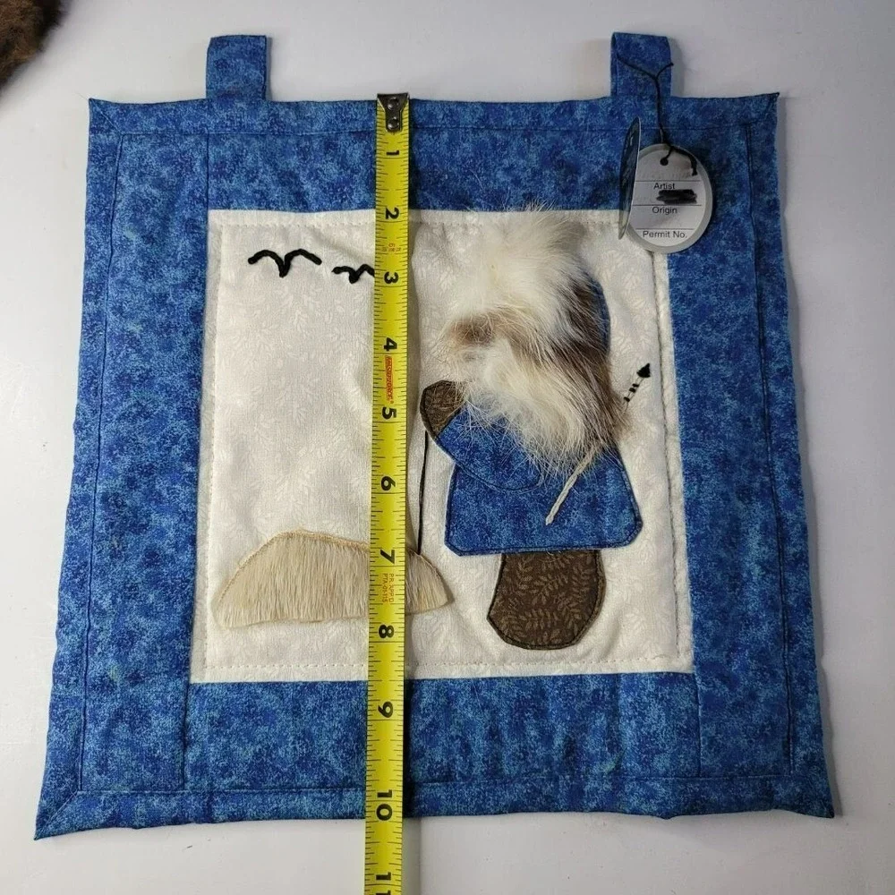 Alaska Native Handmade Fur Weave Quilted Wall Art Hanging Theresa Mike USA Made‎
